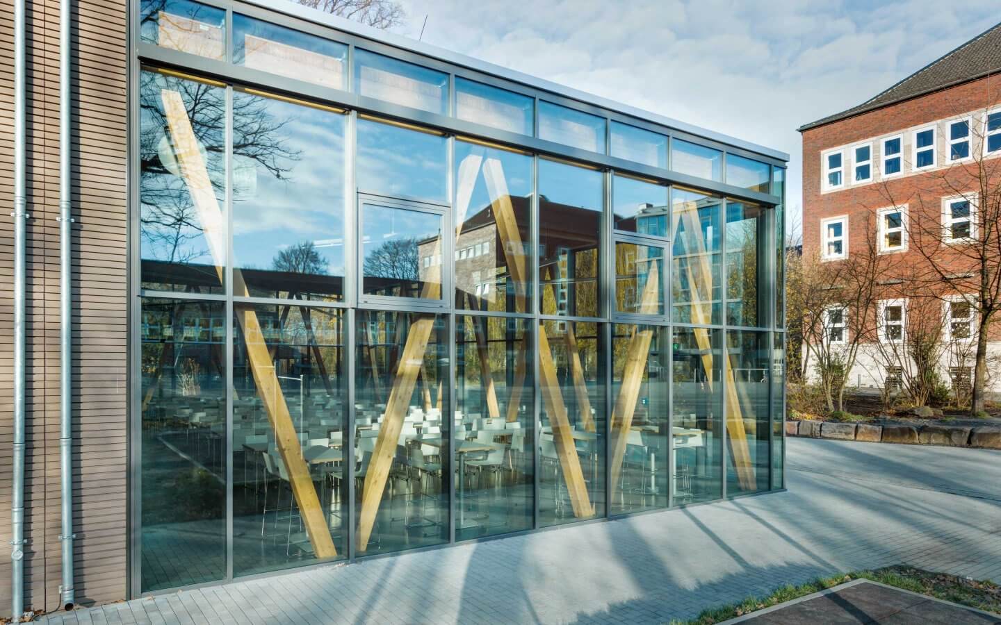 Holzkonstruktion energieoptimiert Schillermensa Bochum